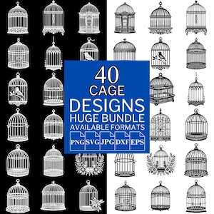 40 Cage SVG Bundle - Unique Vector Files for Cricut and Silhouette, Cage Clipart, Cage Designs, 5 Available Format