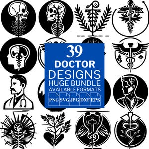 Pacchetto SVG da 39 Dottori - File vettoriali unici per Cricut e Silhouette, Clipart del Dottore, Disegni del Dottore, 5 formati disponibili