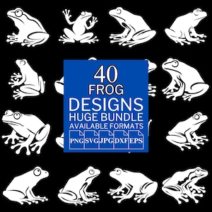 40 Frog SVG Bundle - Unique Vector Files for Cricut and Silhouette, Frog Clipart, Frog Designs, 5 Available Format