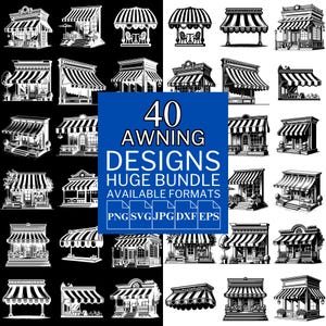 40 Awning SVG Bundle - Unique Vector Files for Cricut and Silhouette, Awning Clipart, Awning Designs, 5 Available Format