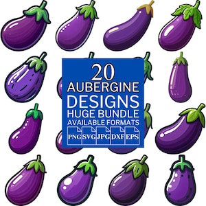 20 Aubergine SVG Bundle - Unique Vector Files for Cricut and Silhouette, Aubergine Clipart, Aubergine Designs, 5 Available Format
