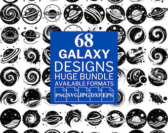 68 Galaxy SVG Bundle - Unique Vector Files for Cricut and Silhouette, Galaxy Clipart, Galaxy Designs, 5 Available Format