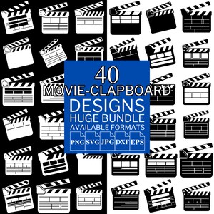 40 Movie Clapboard SVG Bundle - Unique Vector Files for Cricut and Silhouette, Movie Clapboard Designs, 5 Available Format