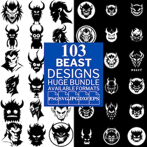 Pacchetto SVG Beast 103 - File vettoriali unici per Cricut e Silhouette, Clipart Bestia, Disegni Bestia, 5 formati disponibili