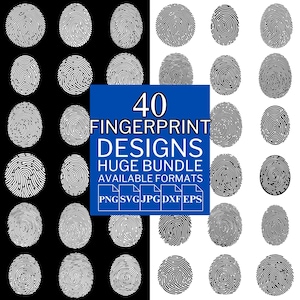 40 Fingerprint SVG Bundle - Unique Vector Files for Cricut and Silhouette, Fingerprint Clipart, Fingerprint Designs, 5 Available Format