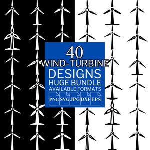 40 Wind Turbine SVG Bundle - Unique Vector Files for Cricut and Silhouette, Wind Turbine Clipart, Wind Turbine Designs, 5 Available Format