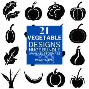 21 Vegetable SVG Bundle - Unique Vector Files for Cricut and Silhouette, Vegetable Clipart, Vegetable Designs, 3 Available Format