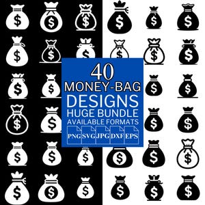 40 Money Bag SVG Bundle - Unique Vector Files for Cricut and Silhouette, Money Bag Clipart, Money Bag Designs, 5 Available Format
