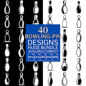 40 Bowling Pin SVG Bundle - Unikalne pliki wektorowe dla Cricut i Silhouette, Bowling Pin Clipart, Projekty Bowling Pin, 5 dostępnych formatów