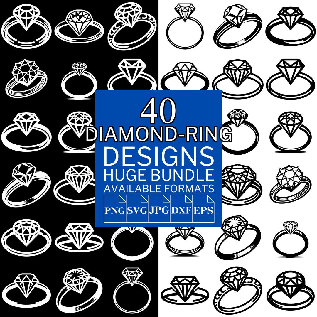 Diamond Ring SVG Bundle: Vector Clipart for Cricut & Silhouette (5 ...