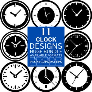 11 Clock SVG Bundle - Unique Vector Files for Cricut and Silhouette, Clock Clipart, Clock Designs, 5 Available Format
