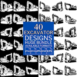 40 Excavator SVG Bundle - Unique Vector Files for Cricut and Silhouette, Excavator Clipart, Excavator Designs, 5 Available Format