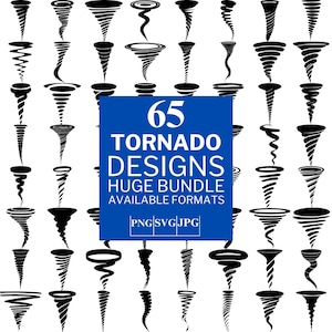 65 Tornado SVG Bundle - Unique Vector Files for Cricut and Silhouette, Tornado Clipart, Tornado Designs, 3 Available Format