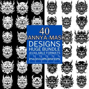 40 Hannya Mask SVG Bundle - Unique Vector Files for Cricut and Silhouette, Hannya Mask Clipart, Hannya Mask Designs, 5 Available Format