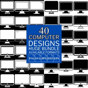 Pacchetto SVG da 40 computer - File vettoriali unici per Cricut e Silhouette, Clipart per computer, Design per computer, 5 formati disponibili