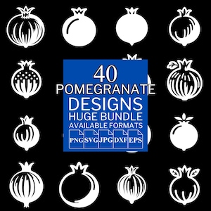 40 Pomegranate SVG Bundle - Unique Vector Files for Cricut and Silhouette, Pomegranate Clipart, Pomegranate Designs, 5 Available Format