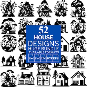 52 House SVG Bundle - Unique Vector Files for Cricut and Silhouette, House Clipart, House Designs, 5 Available Format