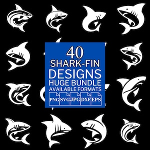 40 Shark Fin SVG Bundle - Unique Vector Files for Cricut and Silhouette, Shark Fin Clipart, Shark Fin Designs, 5 Available Format