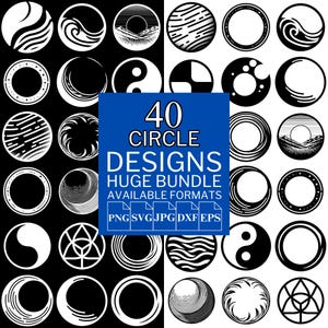 40 Circle SVG Bundle - Unique Vector Files for Cricut and Silhouette, Circle Clipart, Circle Designs, 5 Available Format