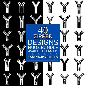 40 Zipper SVG Bundle - Unique Vector Files for Cricut and Silhouette, Zipper Clipart, Zipper Designs, 5 Available Format