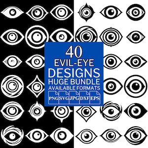 40 Evil Eye SVG Bundle - Unique Vector Files for Cricut and Silhouette, Evil Eye Clipart, Evil Eye Designs, 5 Available Format