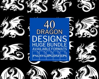 Dragon SVG Bundle: Vector Clipart for Cricut & Silhouette (5 Formats, Digital Download)