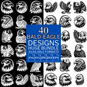 40 Bald Eagle SVG Bundle - Unique Vector Files for Cricut and Silhouette, Bald Eagle Clipart, Bald Eagle Designs, 5 Available Format