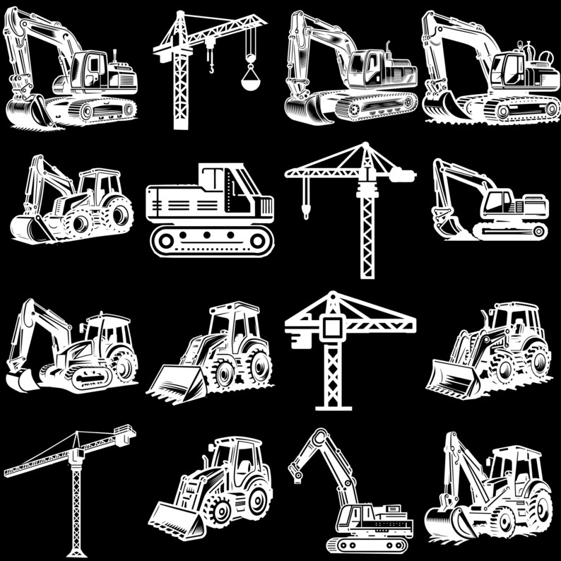 40 Building Machine SVG Bundle: Construction Vehicle Designs (digital ...