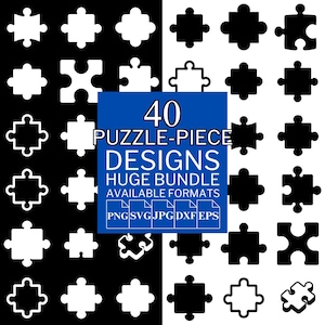 40 Puzzle Piece SVG Bundle - Unique Vector Files for Cricut and Silhouette, Puzzle Piece Clipart, Puzzle Piece Designs, 5 Available Format