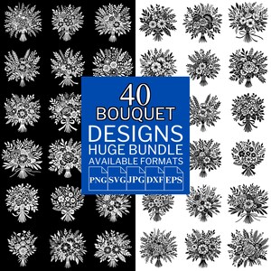 40 Bouquet SVG Bundle - Unique Vector Files for Cricut and Silhouette, Bouquet Clipart, Bouquet Designs, 5 Available Format