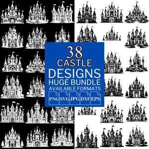 38 Castle SVG Bundle - Unique Vector Files for Cricut and Silhouette, Castle Clipart, Castle Designs, 5 Available Format