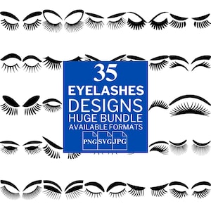 35 Eyelashes SVG Bundle - Unique Vector Files for Cricut and Silhouette, Eyelashes Clipart, Eyelashes Designs, 3 Available Format