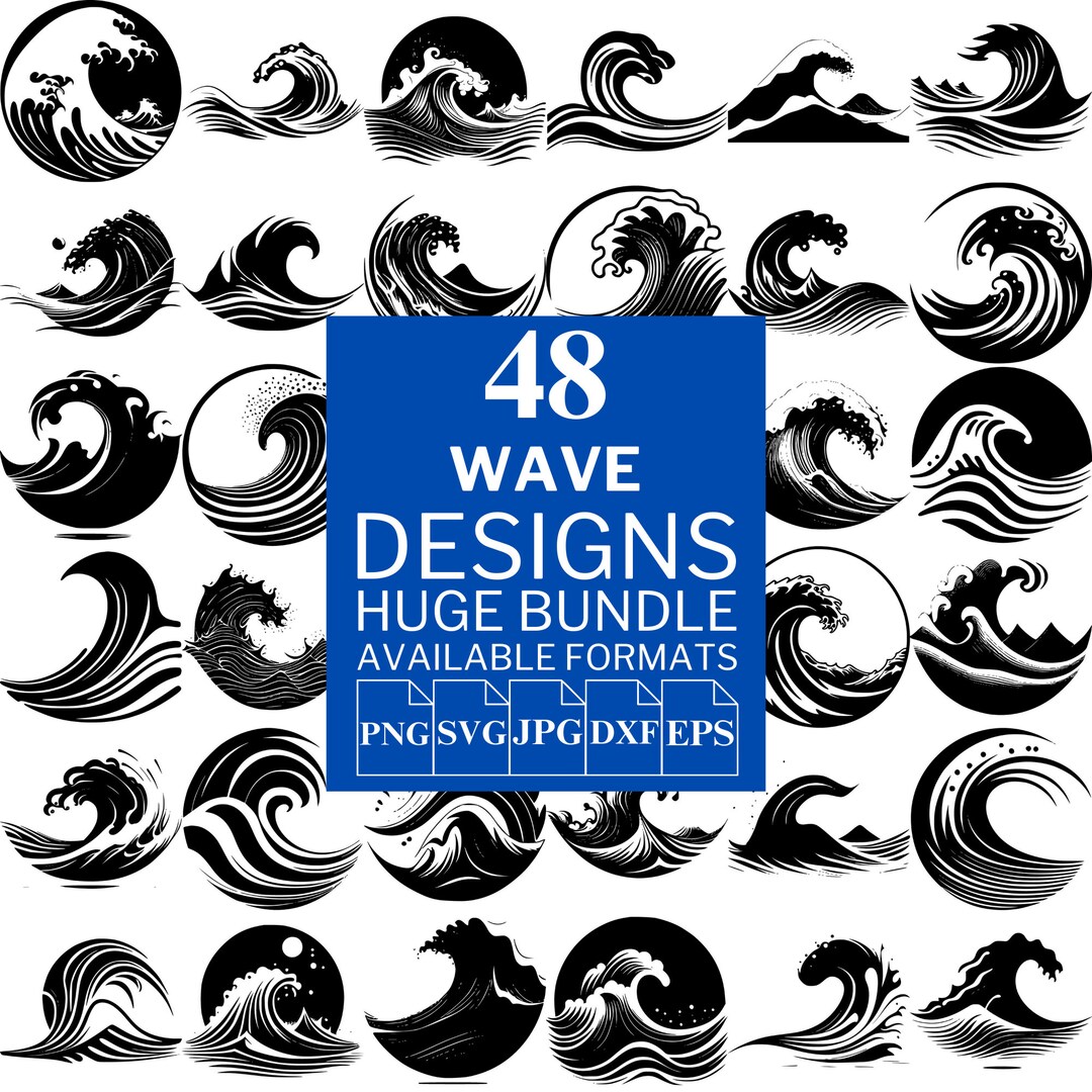 Wave Design Vector Boxes Wave SVG Bundle: 48 Unique Vector Designs (digital Download) - Etsy