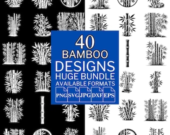 Paquete de imágenes prediseñadas SVG de bambú: 40 diseños vectoriales para Cricut y Silhouette