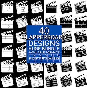 40 Clapperboard SVG Bundle - Unique Vector Files for Cricut and Silhouette, Clapperboard Clipart, Clapperboard Designs, 5 Available Format