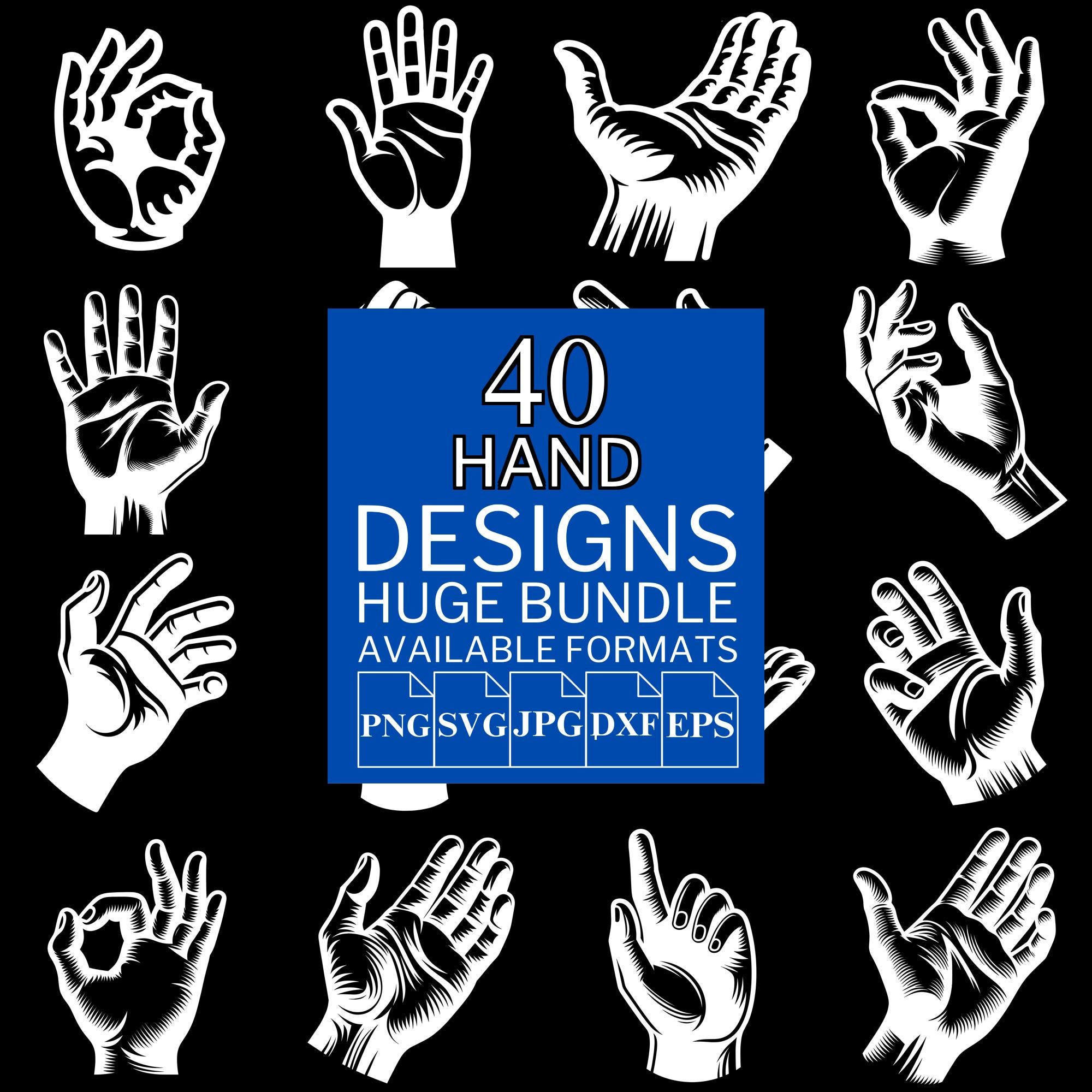 Hand SVG Bundle – 40 Vector Designs for Cricut & Silhouette (digital ...