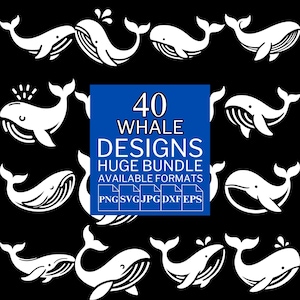 40 Whale SVG Bundle - Unique Vector Files for Cricut and Silhouette, Whale Clipart, Whale Designs, 5 Available Format