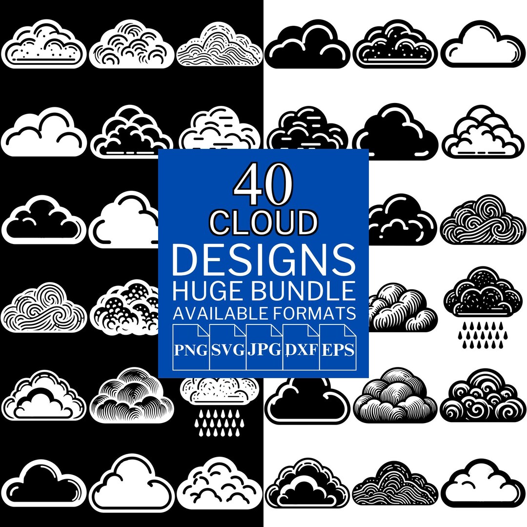 40 Cloud SVG Bundle - Unique Vector Files for Cricut and Silhouette ...