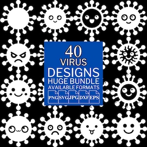 40 Virus SVG Bundle - Unique Vector Files for Cricut and Silhouette, Virus Clipart, Virus Designs, 5 Available Format