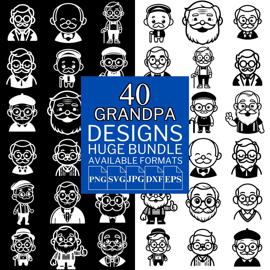 Grandpa SVG Bundle: 40 Unique Vector Designs for Cricut & Silhouette ...