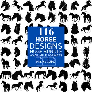 116 Horse SVG Bundle - Unique Vector Files for Cricut and Silhouette, Horse Clipart, Horse Designs, 3 Available Format