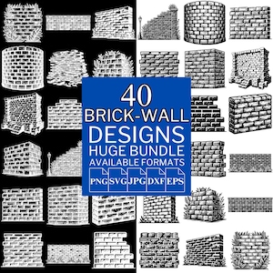 40 Brick Wall SVG Bundle - Unique Vector Files for Cricut and Silhouette, Brick Wall Clipart, Brick Wall Designs, 5 Available Format