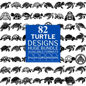 Schildkröte 82 SVG Bundle - Einzigartige Vektordateien für Cricut und Silhouette, Schildkröte Clipart, Schildkrötendesigns, 5 verfügbare Formate