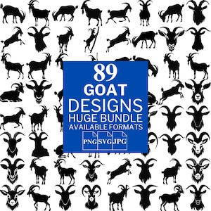 89 Goat SVG Bundle - Unique Vector Files for Cricut and Silhouette, Goat Clipart, Goat Designs, 3 Available Format