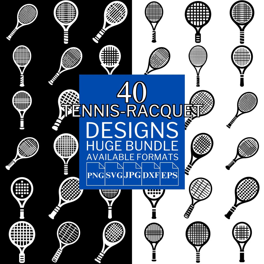 Buy Tennis Racquet SVG Bundle: 40 Vector Designs for Cricut ...