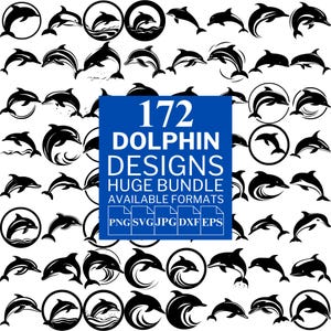 172 Delfin SVG Bundle - Einzigartige Vektordateien für Cricut und Silhouette, Delfin Clipart, Delfin Designs, 5 verfügbare Formate