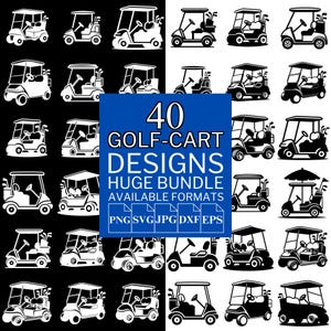 40 golfkar SVG-bundel - unieke vectorbestanden voor de Cricut en Silhouette, golfkar clipart, golfkar ontwerpen, 5 beschikbaar formaat