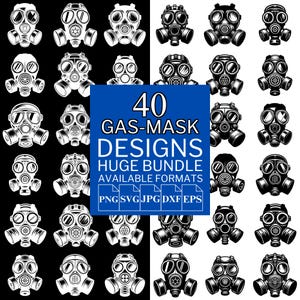 40 Gas Mask SVG Bundle - Unique Vector Files for Cricut and Silhouette, Gas Mask Clipart, Gas Mask Designs, 5 Available Format