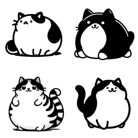 Fat Cat SVG Bundle: Cricut & Silhouette Vector Designs (digital