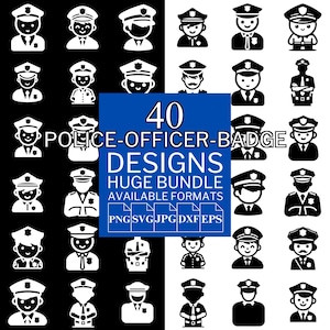 40 Police Officer Badge SVG Bundle - Unique Vector Files for Cricut and Silhouette, Police Officer Badge Designs, 5 Available Format